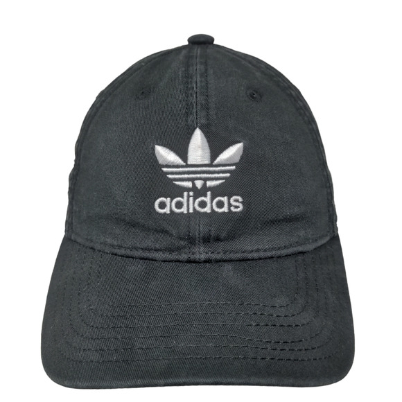 Adidas Men's Slideback Hat Black OSFA Embroidered Trefoil Logo 100% Cotton - Picture 1 of 11